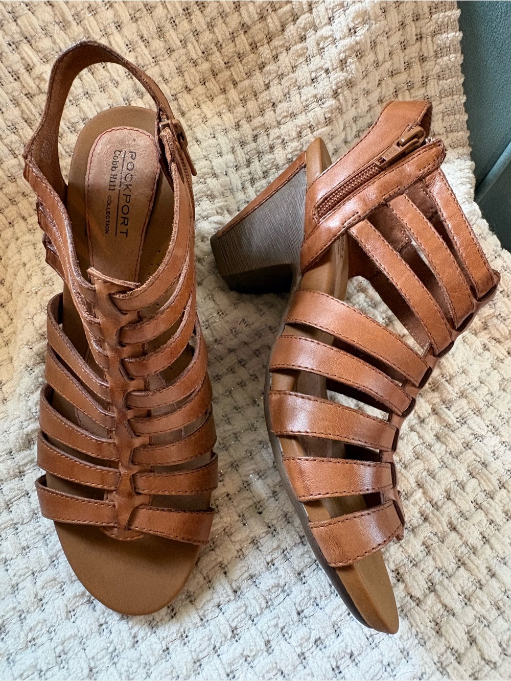 Rockport Cobb Hill Taylor Brown Leather Sandals Size 8.5